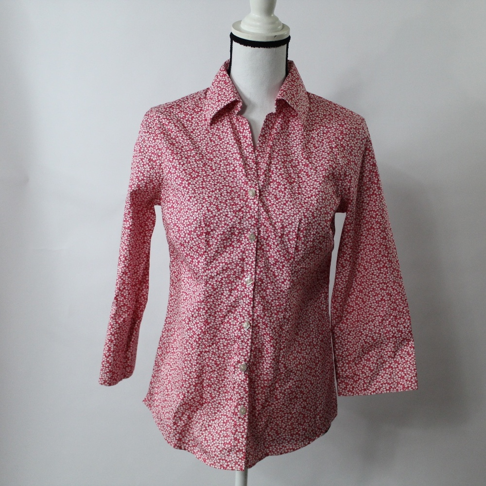 Land's End PinPoint Non Iron Shirt Size 4 Floral